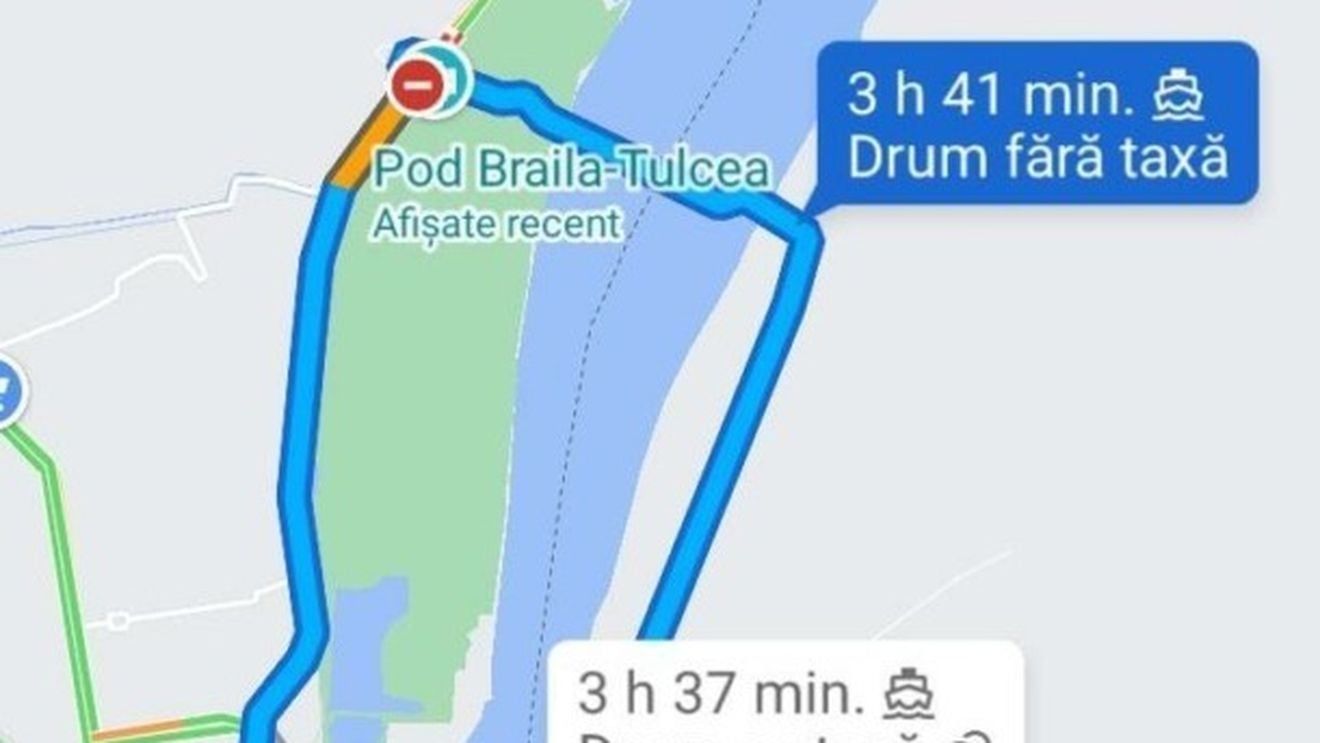 UPDATE Podul de Brăila, integrat în aplicațiile de navigație de la Waze și Google. Cât durează un drum de la București la Măcin sau de la Iași la Constanța cu trecerea Podului Brăila/Închiderea pe timpul nopții se aplică din 17 iulie