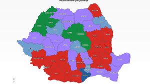 HARTĂ Cum arată votul la prezidențiale în România: Călin Georgescu a câștigat în 13 județe, Elena Lasconi în cinci și Capitală / Candidatul PSD, voturi în Moldova și sud / Ciucă a câștigat doar în Giurgiu