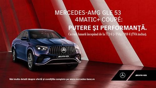 Pentru cei mai îndrăzneți! Alătură-te unei noi generații de neoprit și intră în cea mai rapidă familie din lume, cu Mercedes-AMG GLE 53 4MATIC+ COUPÉ. Rată lunară începând de la 918 EUR (TVA inclus). Află mai multe (P)