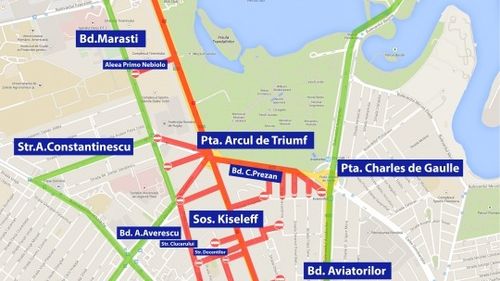 Restricţii de circulaţie în Bucureşti din cauza repetiţiilor pentru parada de Ziua Naţională / Vezi bulevardele cu restricții de trafic