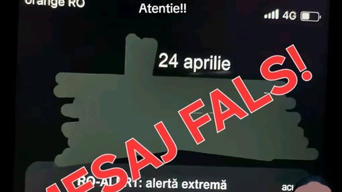 MAI: Mesaj fals RO-Alert distribuit pe rețelele sociale. Autoritățile avertizează asupra tentativelor de panicare a populației
