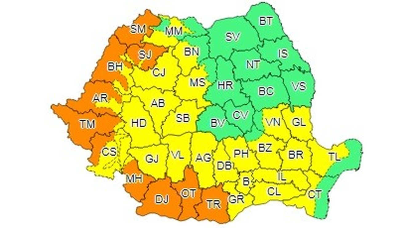 Cod portocaliu de caniculă în zece județe din sudul extrem și din vestul României
