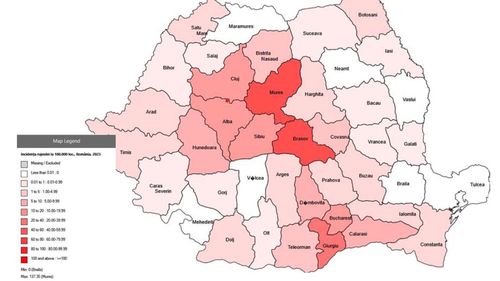 Aproape 1.000 de cazuri de rujeolă înregistrate doar în luna decembrie dintre cele peste 2.800 din tot anul 2023 / Jumătate sunt din județele Mureș și Brașov / Harta îmbolnăvirilor