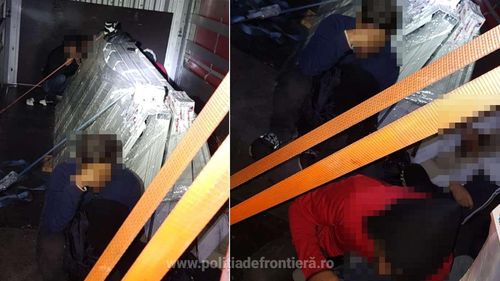 VIDEO Arad: 14 migranți din Turcia și Siria, ascunși într-un TIR ce transporta piese metalice, au încercat să iasă ilegal din țară