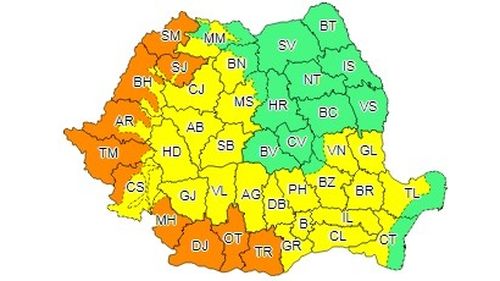 Cod portocaliu de caniculă în zece județe din sudul extrem și din vestul României