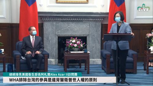 VIDEO Președinta Tsai Ing-wen l-a primit pe ministrul sănătății Alex Azar în cea mai importantă vizită a unei delegații americane în Taiwan după 1979