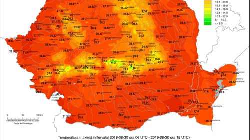 Informare de caniculă în majoritatea regiunilor pentru luni și marți, informează meteorologii