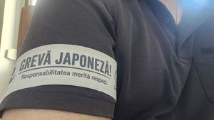 FOTO | Grevă japoneză la Guvern: Sindicaliștii cer demisia vicepremierului Oana Gheorghiu, pe care o acuză că a favorizat grupul german Schwarz Digits și a numit sindicatul Executivului ”instrument politic”