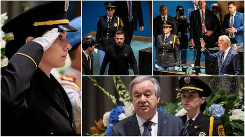 FOTO Tânăra din spatele celor mai puternici lideri ai lumii: Ștefana, ofițerul de poliție care i-a escortat pe Biden și Zelenski pe podiumul Adunării Generale ONU