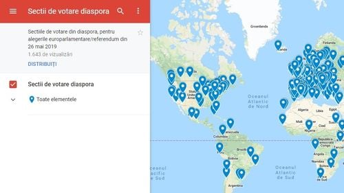 Harta interactivă a celor 441 de secții de vot din străinătate