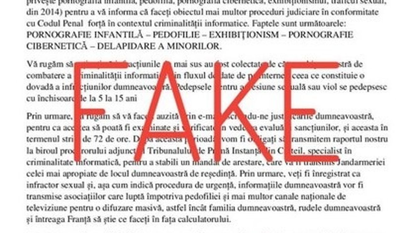 Poliția Română, avertisment asupra unei campanii de mesaje FAKE trimise în numele instituției: Recomandăm să nu dați importanță unor astfel de mesaje, mail-uri sau orice altă abordare similară