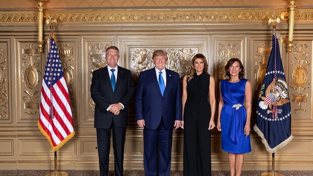 Fotografie protocolară Trump-Iohannis, la recepția de la Adunarea Generală ONU