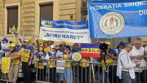 Protestele sindicatelor în fața Ministerului Educației au ajuns la ziua 20 / Manifestanții cer „Demisia” ministrului considerat „vinovat principal pentru măsurile care s-au luat”