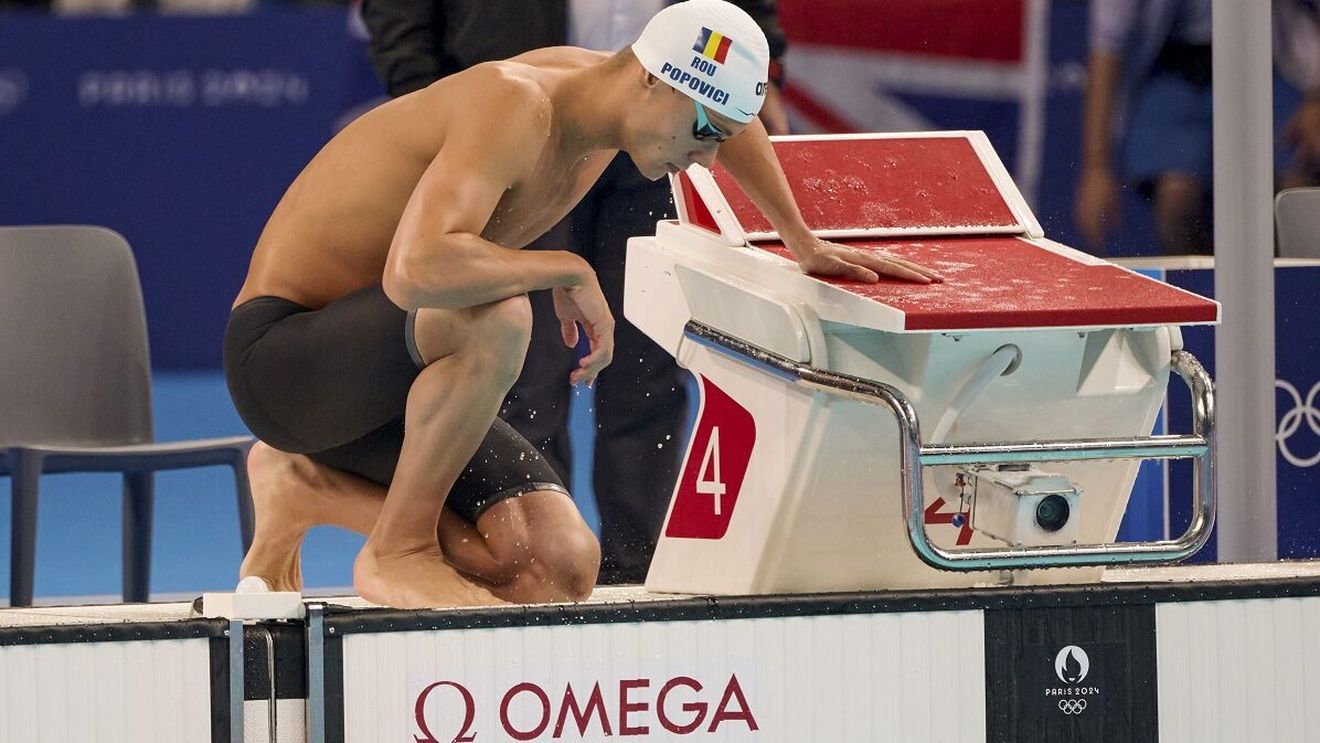 David Popovici, calificat în finala de la 100 de metri liber cu al cincilea timp din semifinale