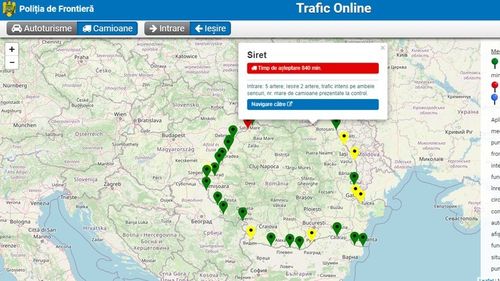 Timp de aşteptare de 840 de minute pentru camioane, la PTF Siret / Sunt deschise 5 artere pe sensul de intrare în ţară şi două pe cel de ieşire