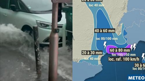 Furtuni în sud-estul Franței. Străzi și case inundate în Marsilia miercuri după-amiază după ce a plouat cât într-o lună