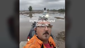 Un șofer s-a filmat după ce a stat 5 ore în mijlocul apelor, în Galați / Nu plec de aici, risc să mă înec / A fost salvat de pompieri și a înregistrat operațiunea