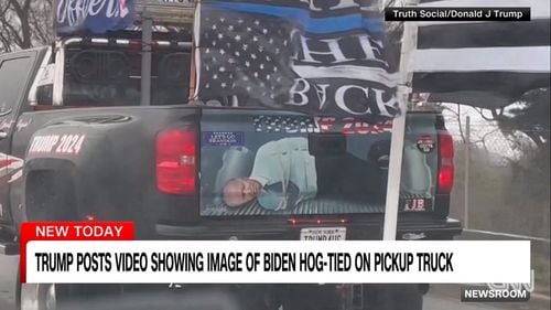 Trump a postat o înregistrare video în care apare o imagine cu Biden legat în spatele unei camionete: "Incită în mod regulat la violență politică"