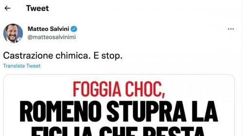 Salvini cere castrarea chimică a unui român / Acesta este acuzat că și-a violat fiica