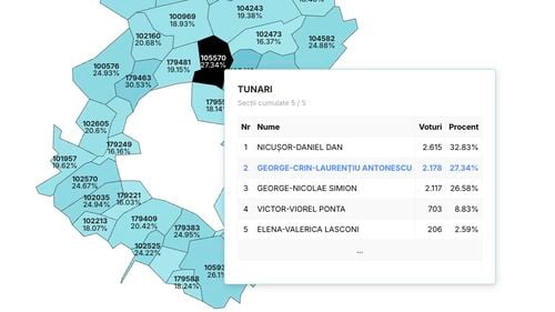 În Tunari, unde e sediul central al AUR, a câștigat Nicușor Dan / Pe locul 2 a fost Crin Antonescu