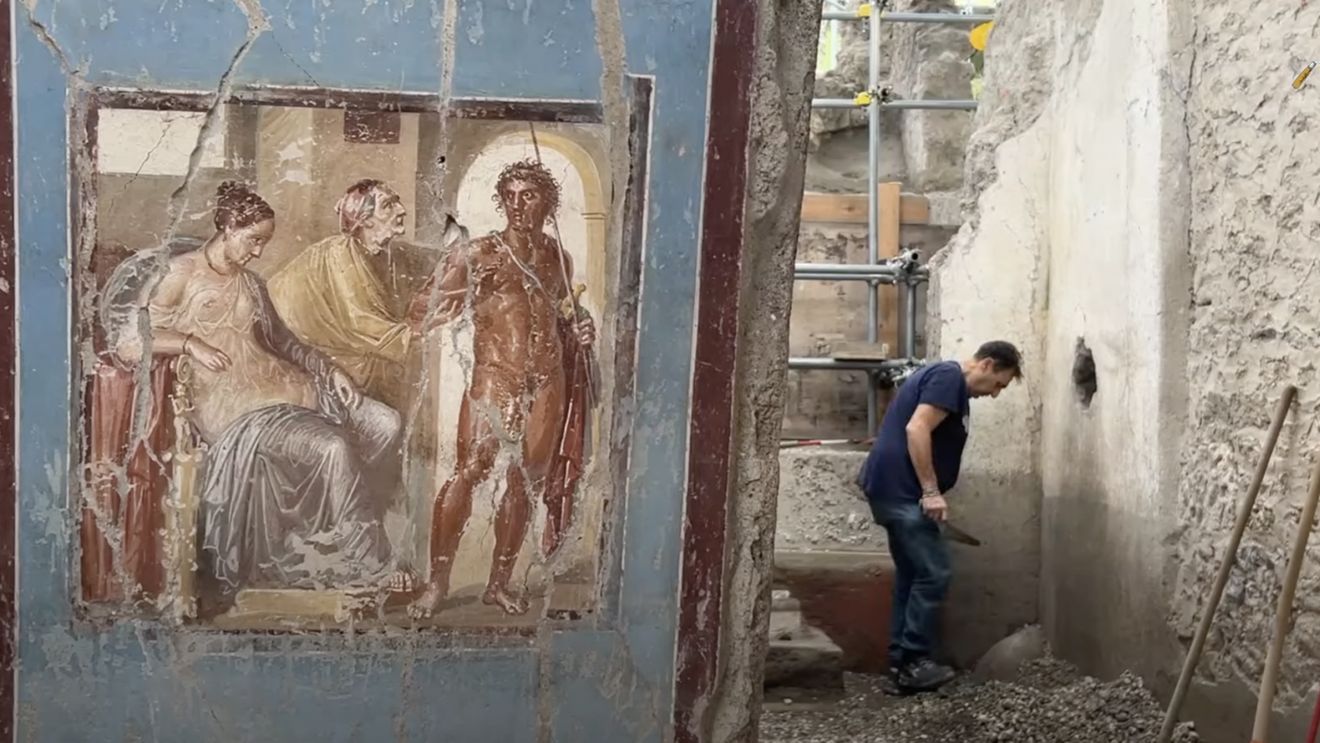 O casă de mici dimensiuni, decorată cu fresce rafinate, descoperită în situl arheologic Pompeii
