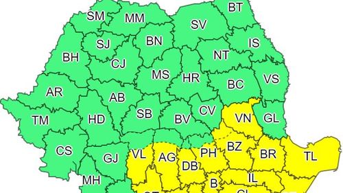 Cod galben de vânt puternic duminică în București și alte 14 judeţe