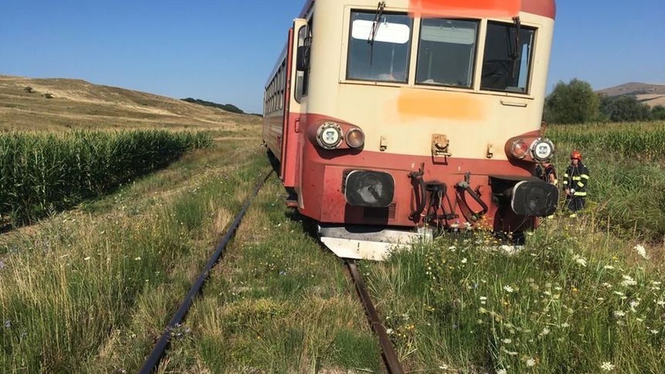 Un tren Regio a deraiat după ce a lovit o vacă, în Mureș/ În tren nu se aflau pasageri