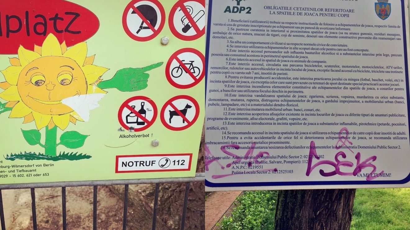Părinții care schimbă Bucureștiul: Grow Up Romania a lansat o campanie de înlocuire a panourilor “comuniste” din parcuri. Răspunsul autorităților: Să spună cetățenii că afișele nu sunt bune