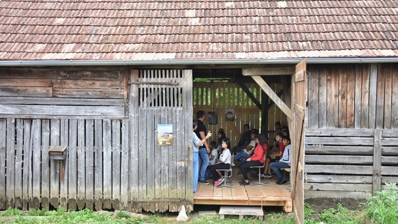 Cinematograful din șură, proiecție specială de film documentar  pentru copiii din comuna Roșia, județul Sibiu