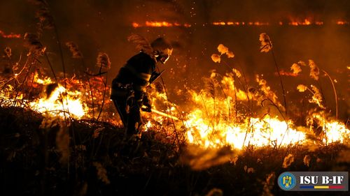 Incendiu la o hală din interiorul unui service auto din Bistrița Năsăud, în apropierea DN 17 C/ Traficul este oprit