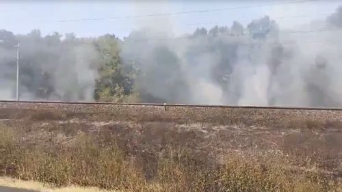 UPDATE Mai multe trenuri care merg spre litoral,  oprite între Feteşti - Ciulniţa, din cauza unui incendiu de vegetaţie în apropierea cării ferate