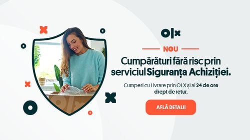Cu Siguranța Achiziției, știi că ești mereu în control: primești coletul, îl verifici și ai 24 de ore să decizi dacă produsul comandat este conform descrierii din site. Dacă ceva nu e în regulă, OLX este acolo să te protejeze. (P)