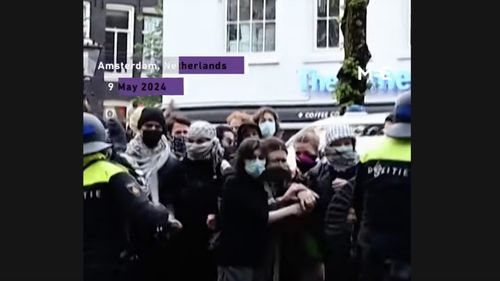 Poliția olandeză, ciocnire cu protestatarii pro-Palestina la o universitate din Amsterdam / Personalul universitar a denunțat violența poliției față de studenții protestatari