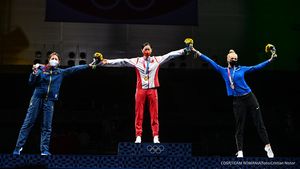 Jocurile Olimpice: GALERIE FOTO Podiumul probei feminine de spadă, unde Ana Maria Popescu a reușit să aducă prima medalie lotului olimpic român de la Tokyo