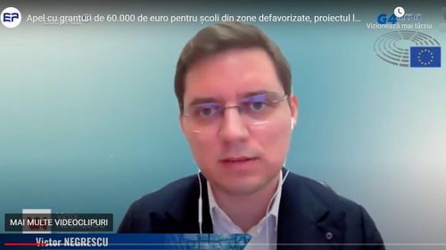 VIDEO Europarlamentarul Victor Negrescu: Un proiect pilot pentru digitalizarea claselor din zonele izolate, cu granturi de 60.000 de euro, va fi demarat la începutul anului viitor