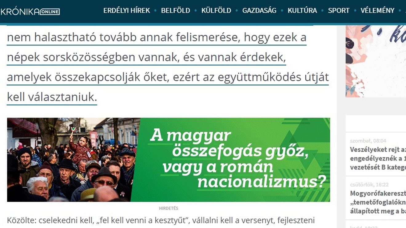 Banner electoral controversat al UDMR: ”Câștigă unitatea maghiarilor sau naționalismul românilor?”