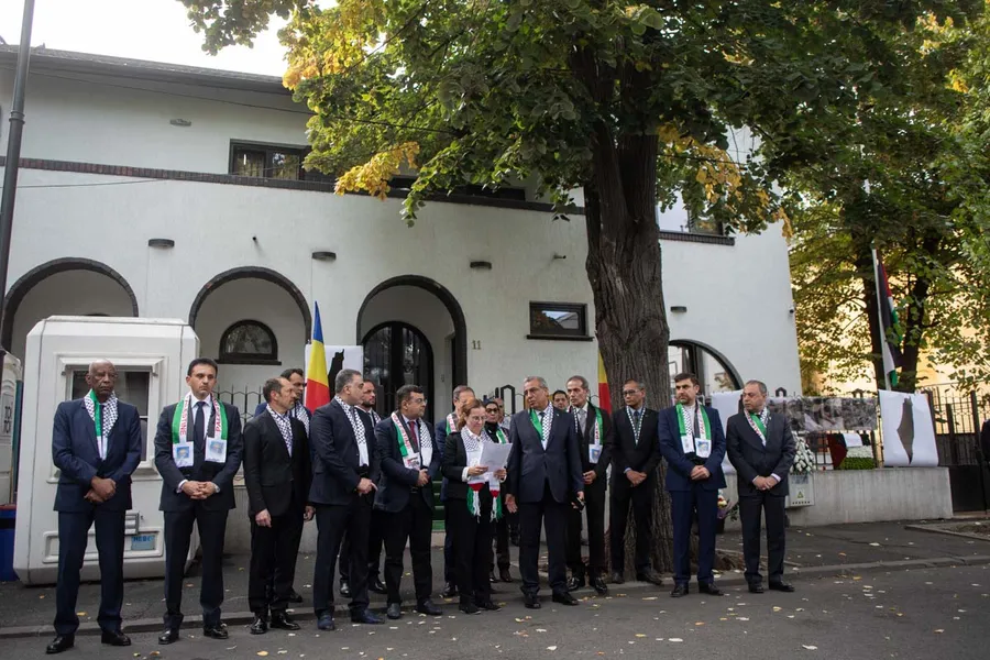 Ambasada Palestinei, miting de sustinere, palestinieni, Fasia Gaza