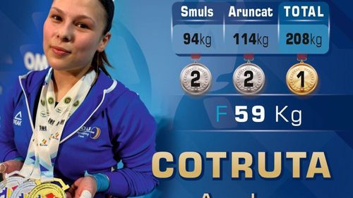 Andreea Cotruta, campioană europeană la 59 kilograme: A obţinut argintul la smuls şi aruncat
