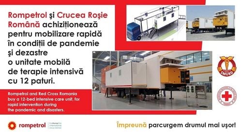 Rompetrol și Crucea Roșie achiziționează o unitate mobilă de terapie intensivă cu 12 paturi pentru Departamentul pentru Situații de Urgență
