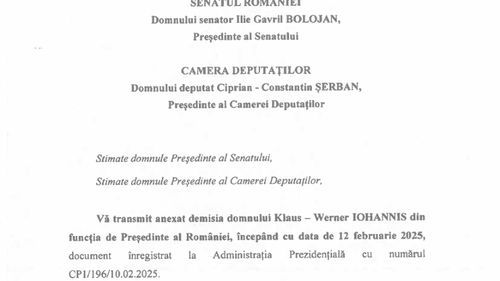 DOCUMENT ”Eu, Klaus Werner Iohannis, demisionez”. Cum arată demisia de trei rânduri și 20 de cuvinte înaintată de Klaus Iohannis luni