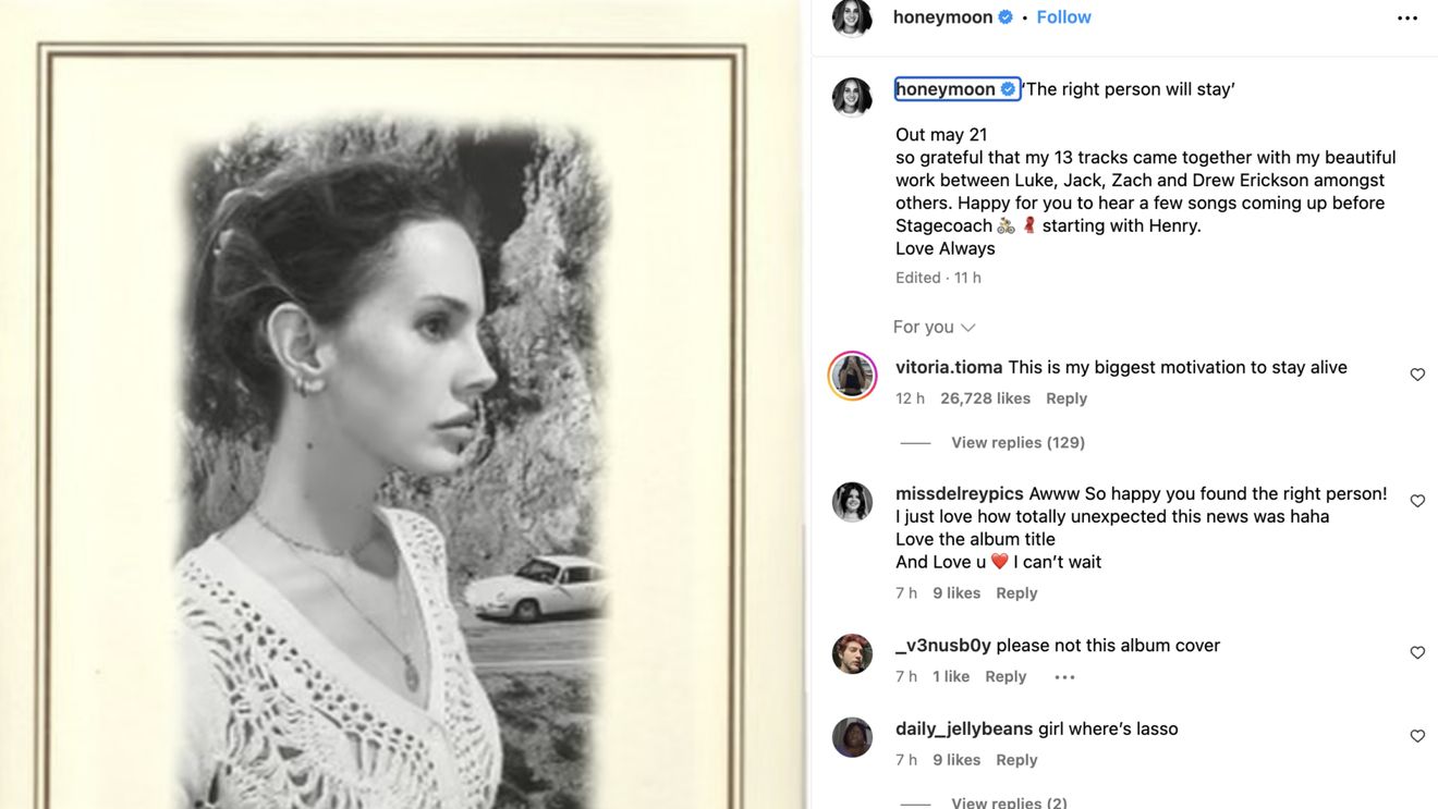 Lana Del Rey anunță lansarea unui nou album, „The Right Person Will Stay”, în luna mai