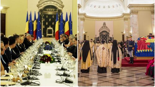 VIDEO Guvernul a organizat o masă în Sala Tronului din Palatul Regal, în același loc în care a fost depus acum un an Regele Mihai