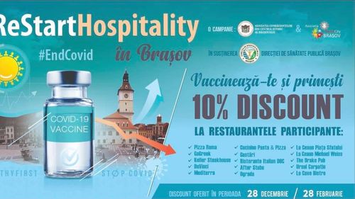 Mai multe restaurante din Brașov au decis să ofere o reducere de 10%  la nota de plată pentru cei vaccinaţi împotriva COVID-19