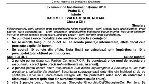 Barem Simulare Istorie clasa a XII-a și a XI-a: Descarcă baremul și subiectele integrale de la simularea la Istorie