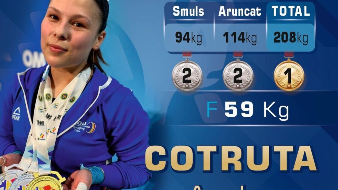 Andreea Cotruta, campioană europeană la 59 kilograme: A obţinut argintul la smuls şi aruncat