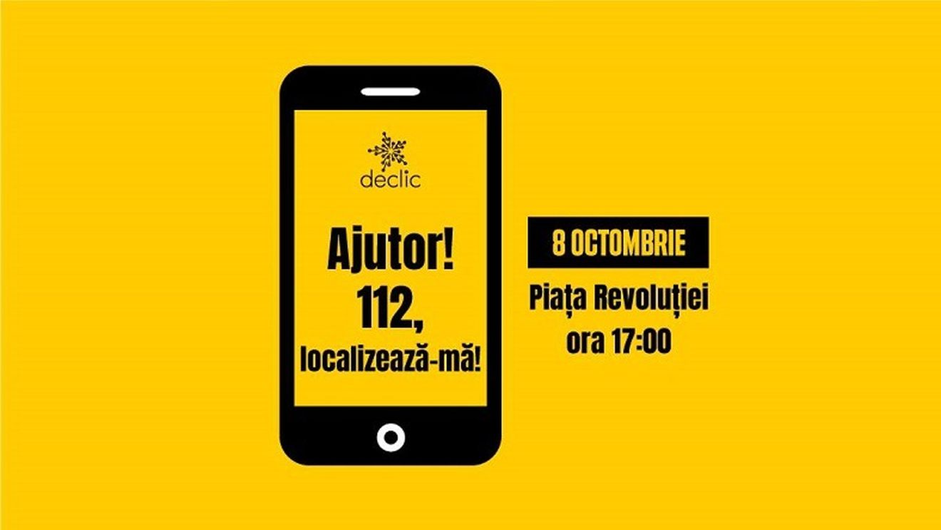 Flashmob pentru lansarea campaniei „112, localizează-mă”, organizat marți de comunitatea Declic