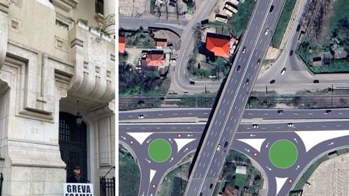 Soluție de trafic pentru cei 7.000 de locuitori din Cartierul Greenfield: două sensuri giratorii la ieșirea de pe Aleea Teișani, în loc de drum permanent prin Pădurea Băneasa/ Florin Sandu, bărbatul de 70 de ani, se află în a șasea zi de greva foamei, în fața Primăriei Capitalei