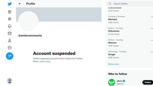 Contul de Twitter al Ambasadei Rusiei în România a fost suspendat