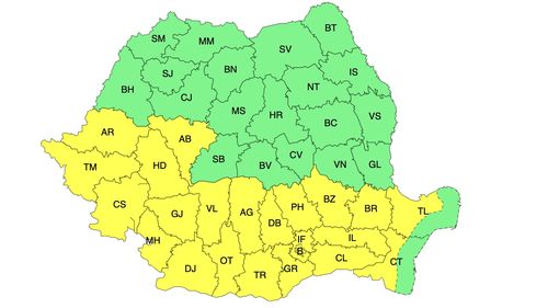 METEO: Jumătate din ţară şi Capitala se află joi sub atenţionare cod galben de temperaturi ridicate