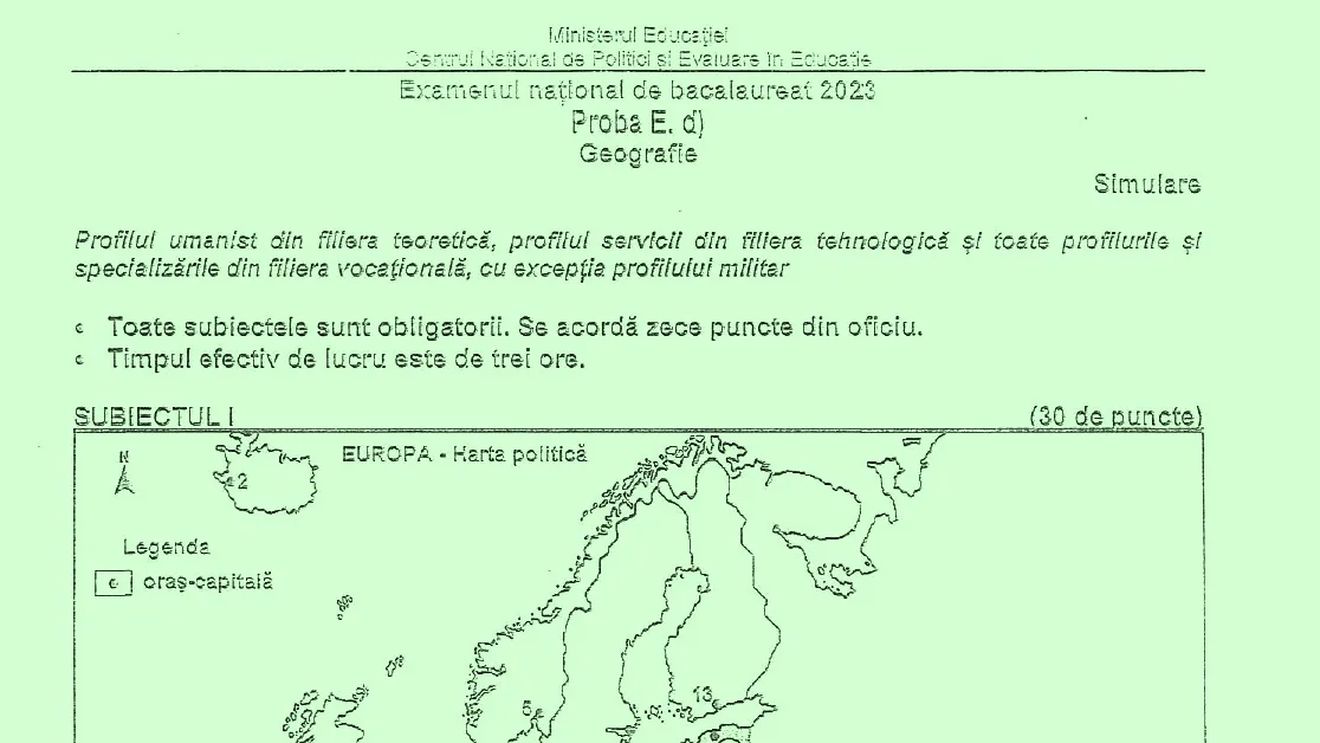 Subiectele de la Geografie – simulare BAC 2023: Liceenii au avut de prezentat un avantaj economic al faptului că România este o țară carpatică